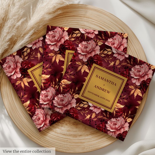 Lovely Burgundy Blush Gold Wedding Dinner Napkins (Lovely Burgundy Blush Gold Wedding Dinner Napkins)