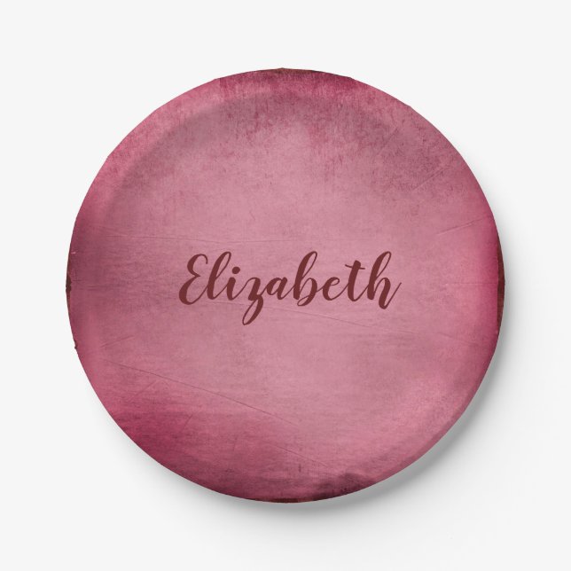 Lovely Burgundy Paper Plates (Front)