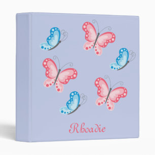 Lovely Butterflies Blue Binder