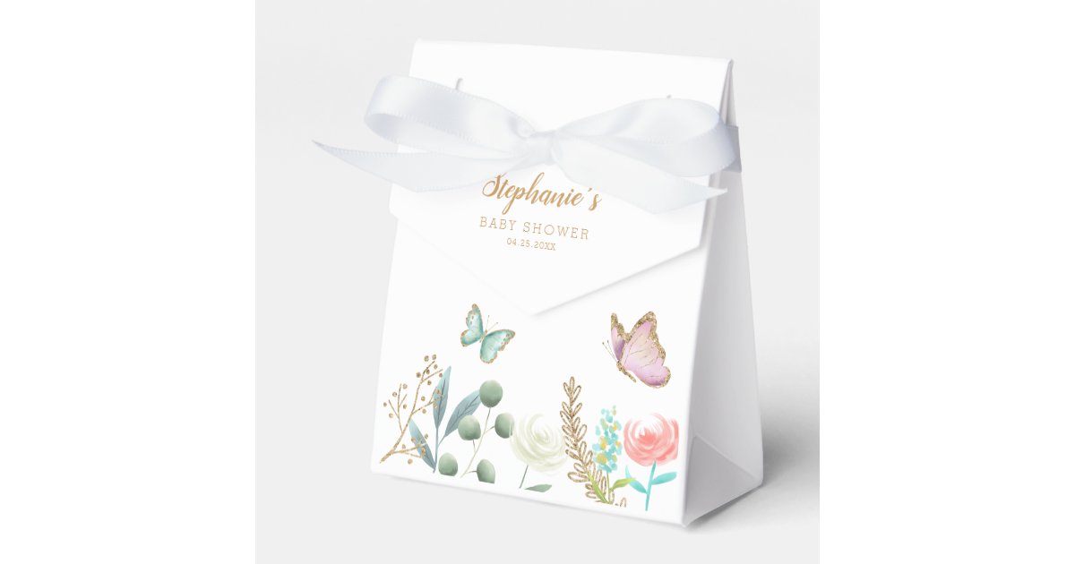 Lovely Butterfly Theme Baby Shower Favor Box Zazzle Com