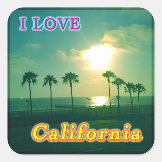 "Lovely California 1" Sricker Square Sticker (Front)