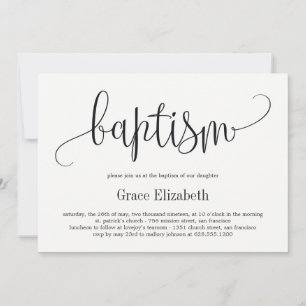 Lovely Calligraphy Baptism Invitation