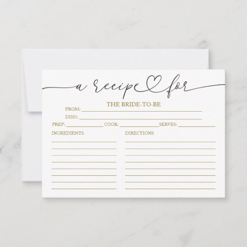 Lovely Calligraphy Bridal Shower Recipe Cards