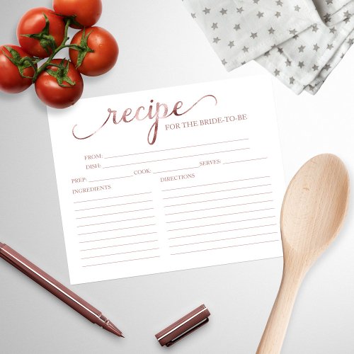 Lovely Calligraphy Bridal Shower Recipe Cards