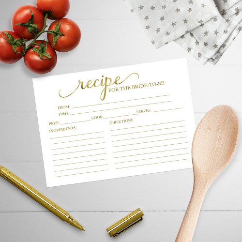 Lovely Calligraphy Bridal Shower Recipe Cards