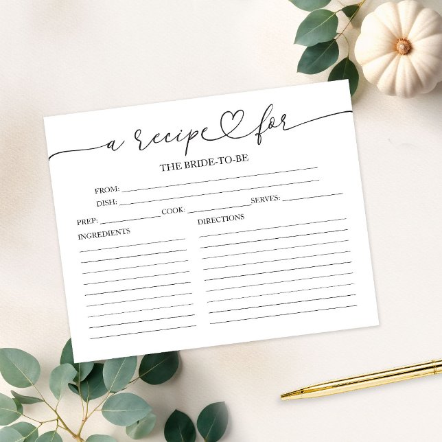 Lovely Calligraphy Bridal Shower Recipe Cards (Creator Uploaded)