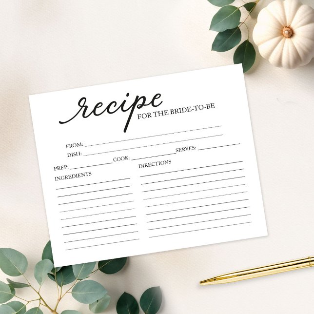 Lovely Calligraphy Bridal Shower Recipe Cards (Creator Uploaded)