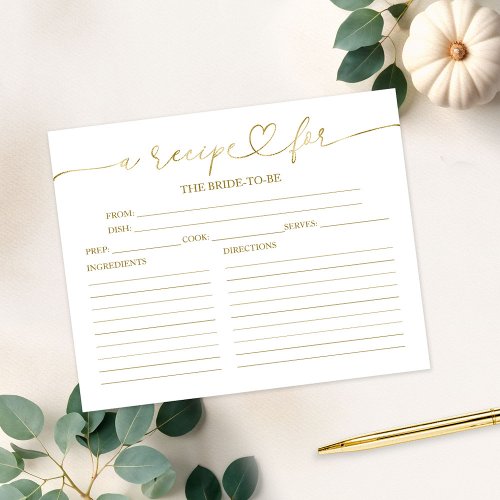 Lovely Calligraphy Bridal Shower Recipe Cards