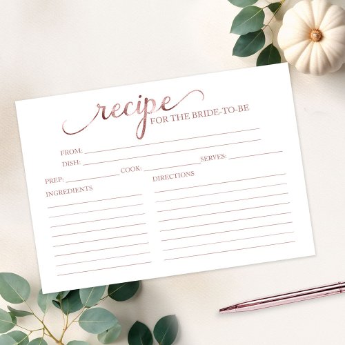 Lovely Calligraphy Bridal Shower Recipe Cards