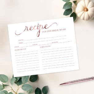 Lovely Calligraphy Bridal Shower Recipe Cards