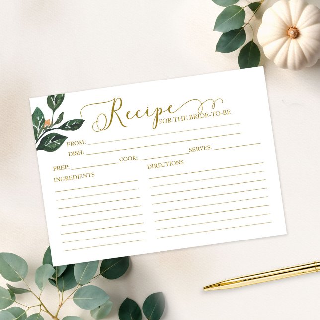 Lovely Calligraphy Bridal Shower Recipe Cards (Creator Uploaded)