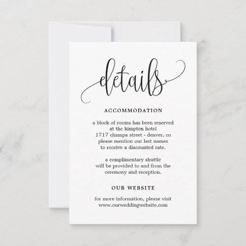 Lovely Calligraphy EDITABLE COLOR Details Card LCC