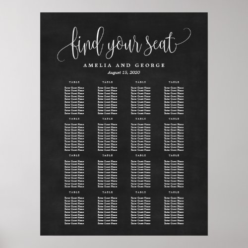 Lovely Calligraphy EDITABLE COLOR Seating Chart