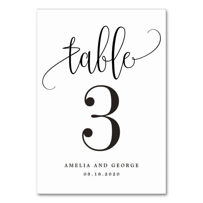 Lovely Calligraphy EDITABLE COLOR Table Number Zazzle