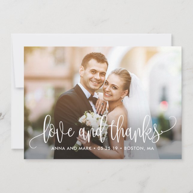 Lovely Calligraphy EDITABLE COLOR Thank You Card (Front)