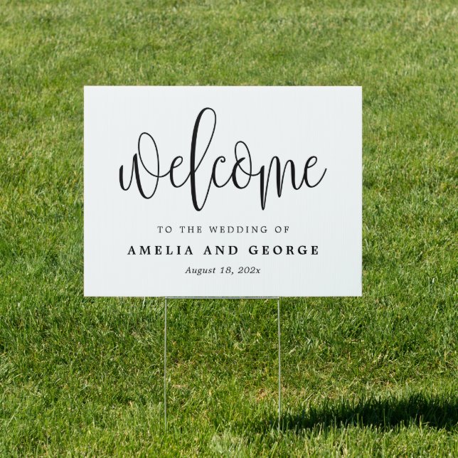 Lovely Calligraphy EDITABLE COLOR Welcome Yard Sign (Insitu)