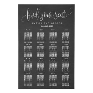 Lovely Calligraphy Faux Chalkboard Seating Chart Canvas Print