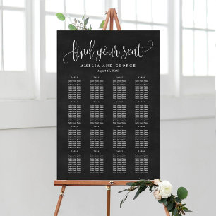 Lovely Calligraphy Faux Chalkboard Seating Chart Canvas Print