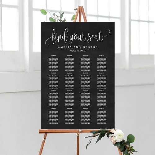 Lovely Calligraphy Faux Chalkboard Seating Chart Faux Canvas Print