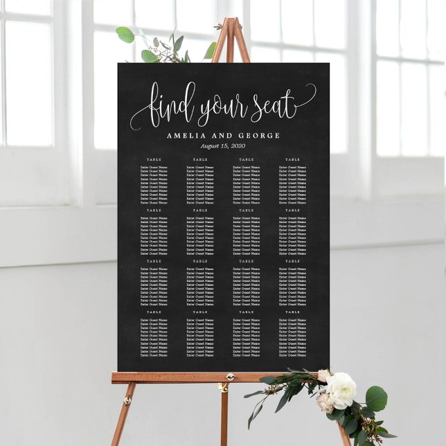 Lovely Calligraphy Faux Chalkboard Seating Chart Faux Canvas Print (Creator Uploaded)