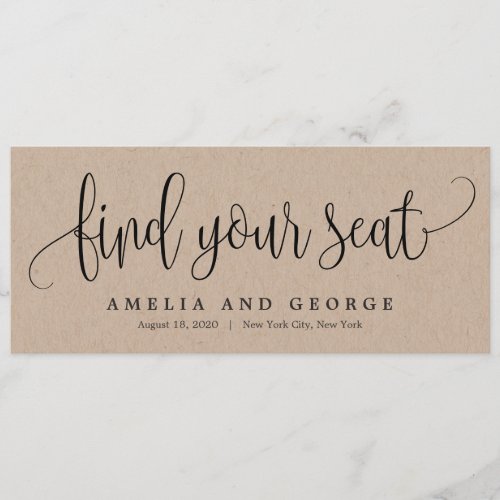 Lovely Calligraphy Find Your Seat Card