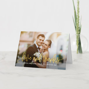 Lovely Calligraphy FOIL Folded Thank You Card