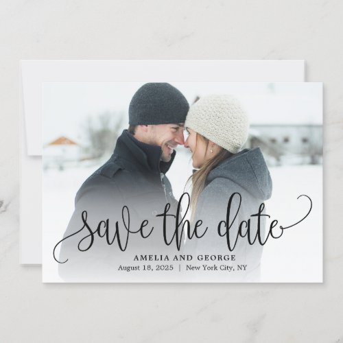 Lovely Calligraphy Photo Save The Date Card