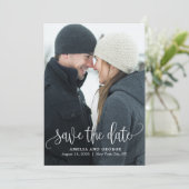 Lovely Calligraphy Photo Save The Date Card (Standing Front)