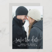 Lovely Calligraphy Photo Save The Date Card (Front/Back)