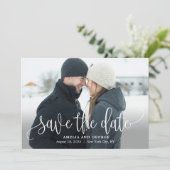 Lovely Calligraphy Photo Save The Date Card (Standing Front)
