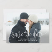 Lovely Calligraphy Photo Save The Date Card (Front)