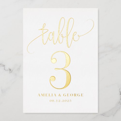 Lovely Calligraphy REAL FOIL Table Number Card