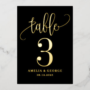 Lovely Calligraphy REAL FOIL Table Number Card