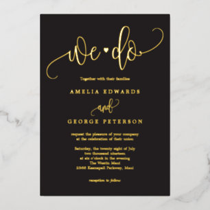 Lovely Calligraphy Real Foil Wedding Invitation Fo
