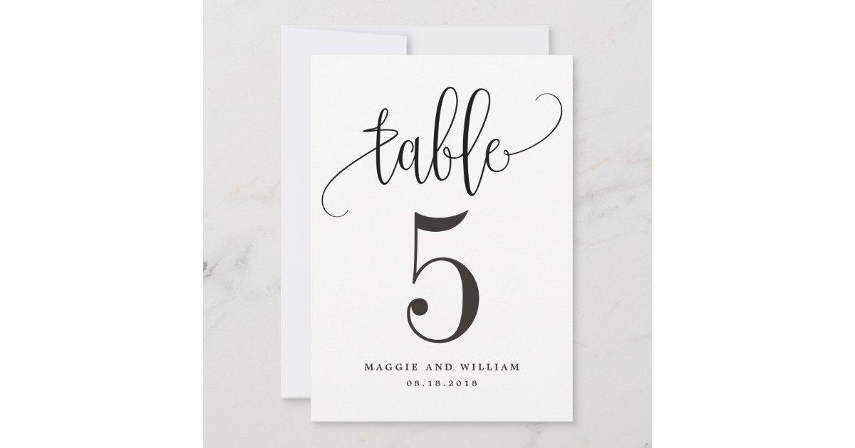 Lovely Calligraphy Table Number Card Zazzle