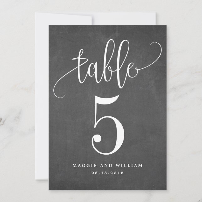 Lovely Calligraphy Table Number Card Chalk (Front)