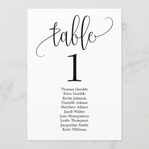 Lovely Calligraphy Table Seating Card