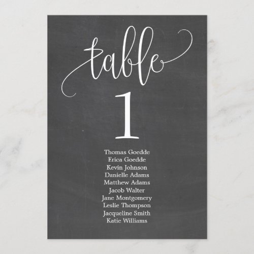 Lovely Calligraphy Table Seating Card