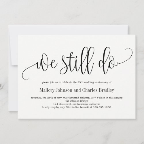 Lovely Calligraphy Wedding Anniversary Invitation