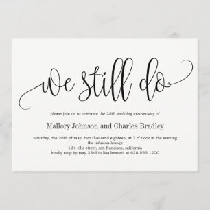Lovely Calligraphy Wedding Anniversary Invitation