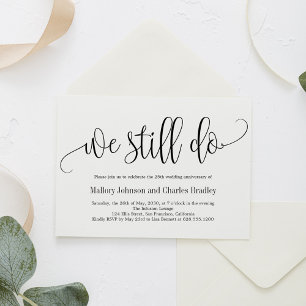Lovely Calligraphy Wedding Anniversary Invitation