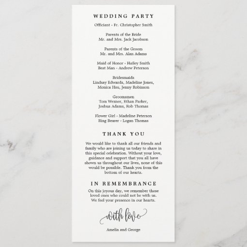 Lovely Calligraphy Wedding Ceremony Program | Zazzle