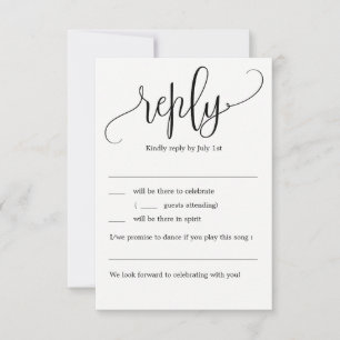 Lovely Calligraphy Wedding RSVP Without Menu Invitation