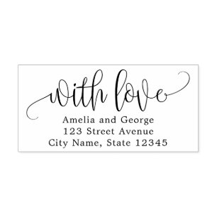Lovely Calligraphy With Love Return Address LCC Self-inking Stamp