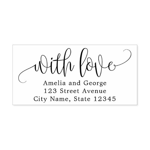 Lovely Calligraphy With Love Return Address LCC Self_inking Stamp