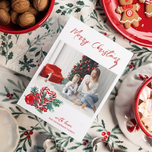 Lovely Candy Canes  Christmas Family Photo Holiday Card