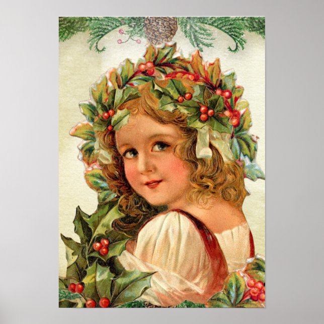 Lovely Cards Xmas Girl,1897 Poster (Front)
