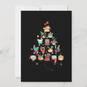 Lovely Cat Christmas Tree Covered By Flashlight Thank You Card