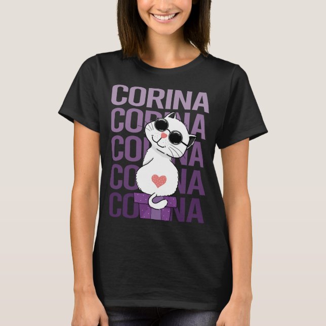 Lovely Cat - Corina Name T-Shirt (Front)