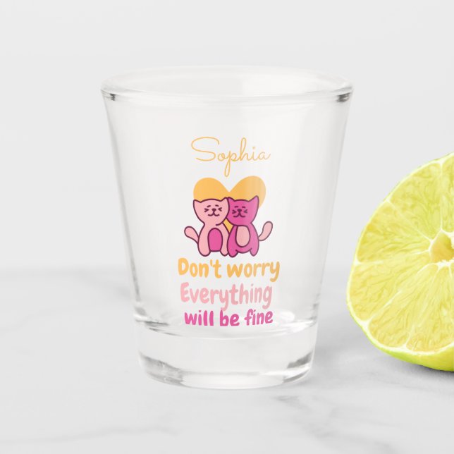 Lovely Cat Couple  Shot Glass (Front)